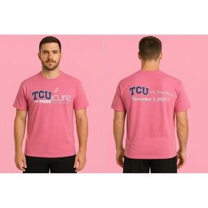 Vintage 2007 TCU Frogs for the Cure T-Shirt Mens Large Pink VS New Mexico